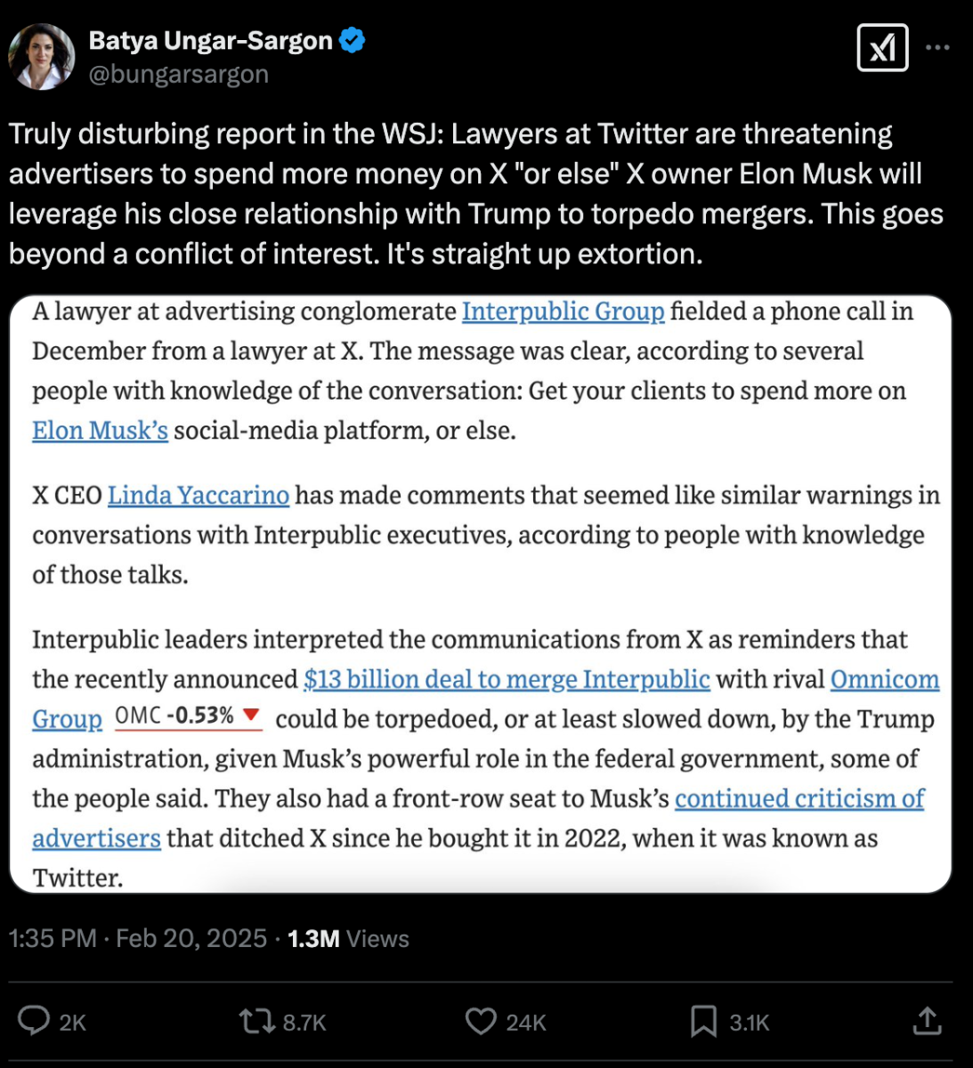 X post from Batya Ungar-Sargon